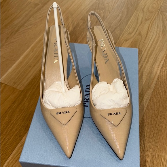 Prada Shoes - Prada Women's Beige Pointed Slingback Pumps authentic size 38 saffiano